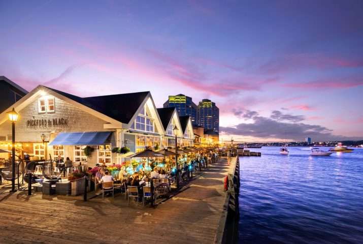 Waterfront patios in Halifax Canada showing why the city is a summer patio capital.