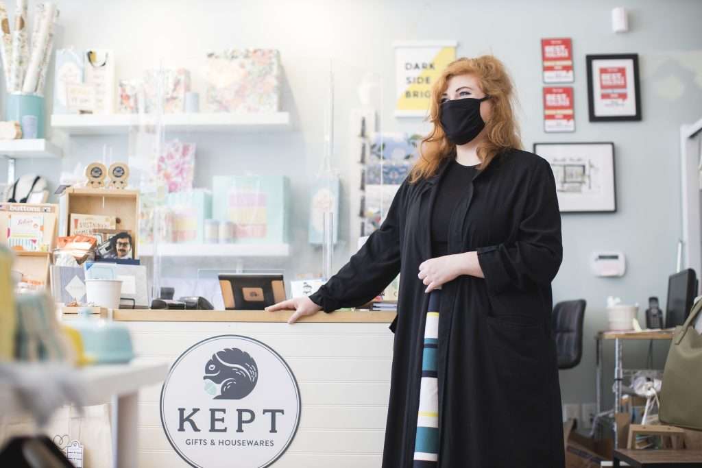 Kept Shop counter with locally made gifts, housewares, and jewelry.