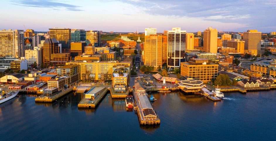 Halifax cityscape featuring the top 10 affordable hotels in downtown Halifax.
