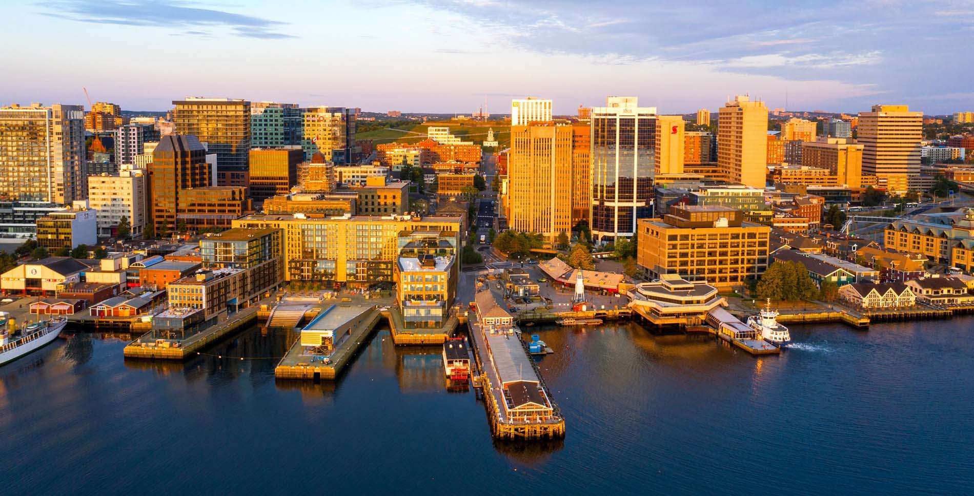 Halifax cityscape featuring the top 10 affordable hotels in downtown Halifax.